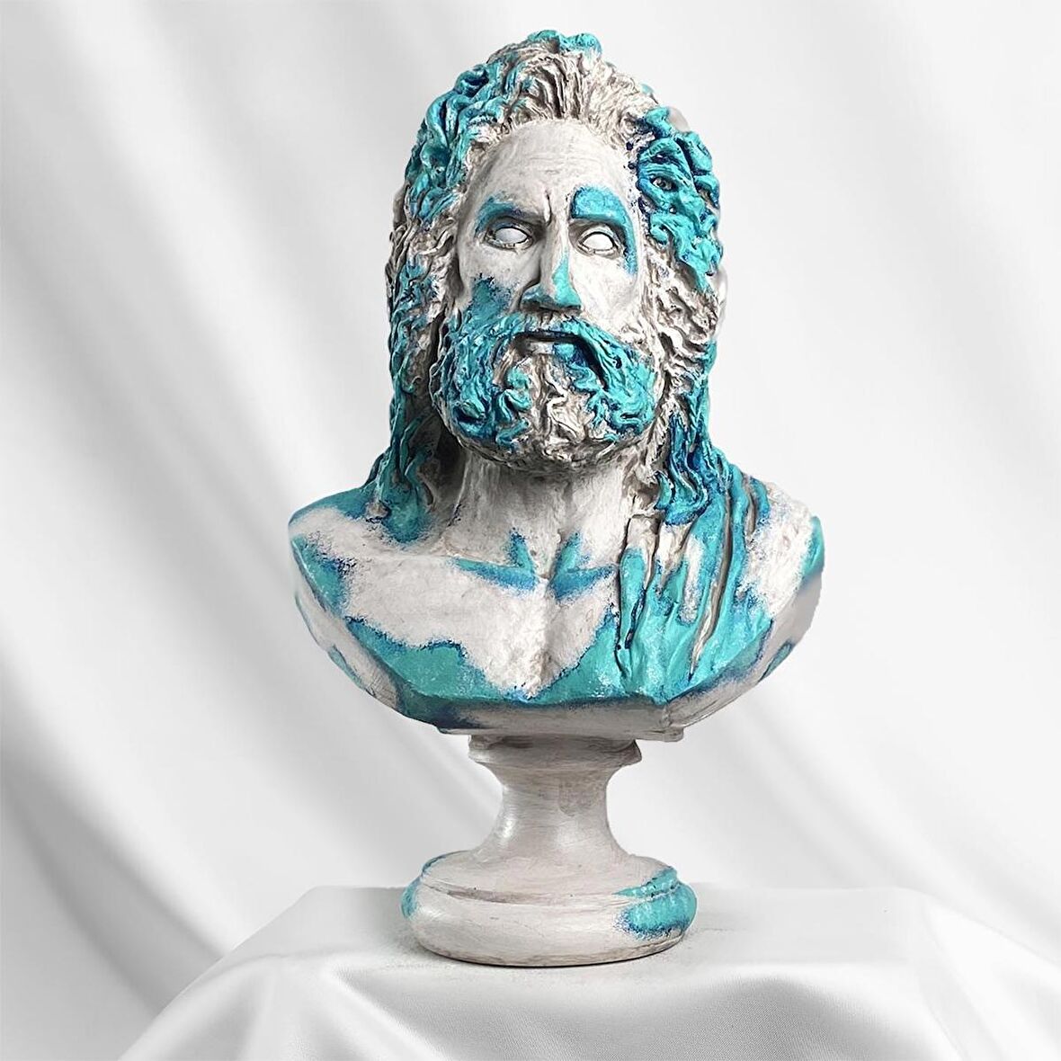 Zeus 'Blue Coral' Dekoratif Heykel, Pop Art Roma Yunan Heykelleri